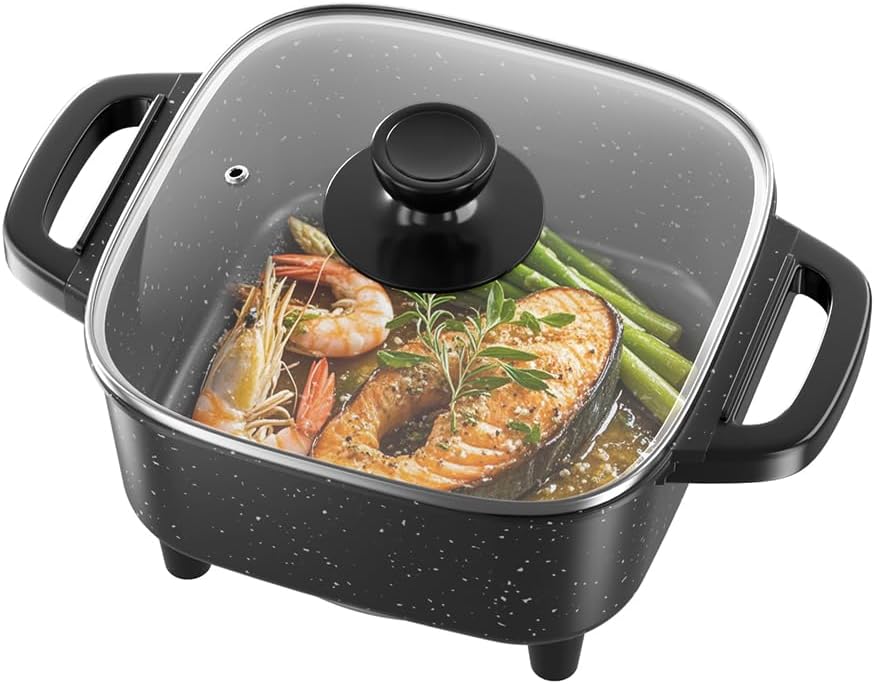 AORAN Multifunctional Electric Frying Pan with Lid, Nonstick Skillet f