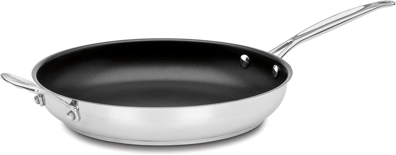 Cuisinart 12-Inch Chef's Classic Stainless Nonstick Open Skillet with 