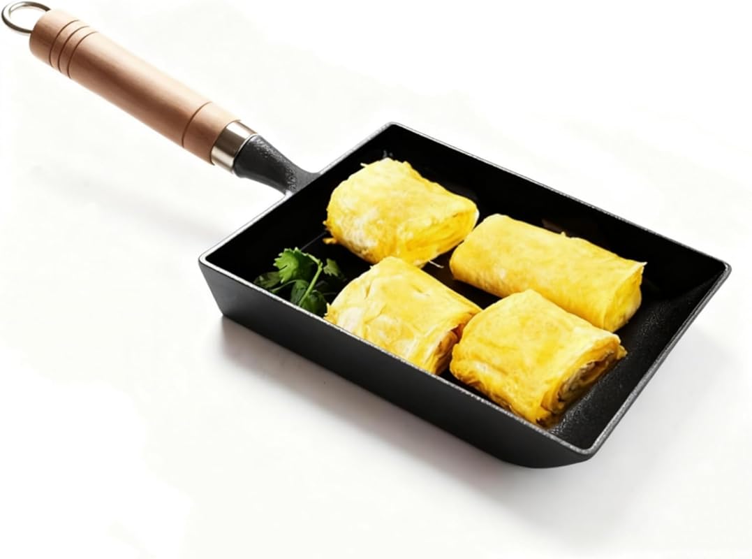 Cast Iron Tamagoyaki Pan 6x7 Inch – Square Japanese Omelette Skillet, 