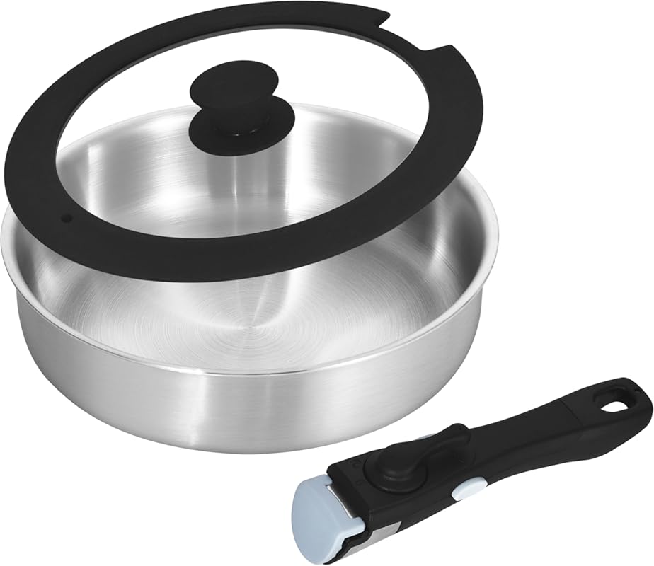 Inqibee Tri-Ply Stainless Steel Cookware Set with Removable Handles, I