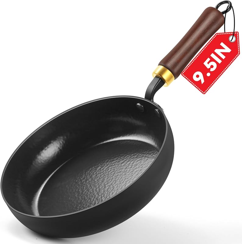 9.5-Inch Enameled Carbon Steel Nonstick Skillet with Stay-Cool Wooden