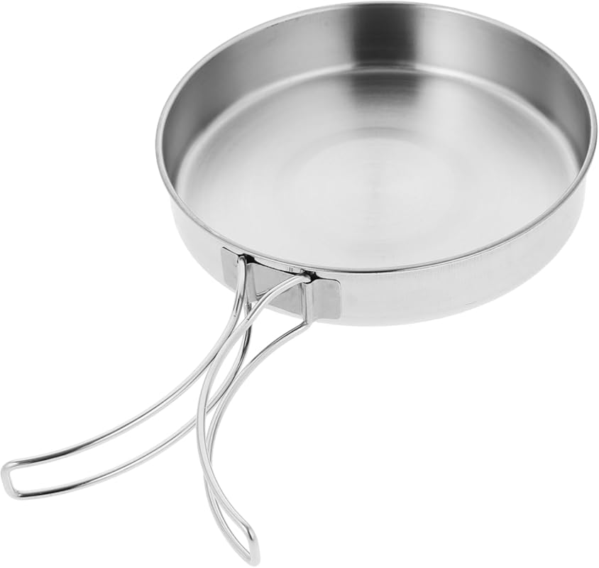 Small 5.8 Inch Portable Stainless Steel Camping Frying Pan with Foldab
