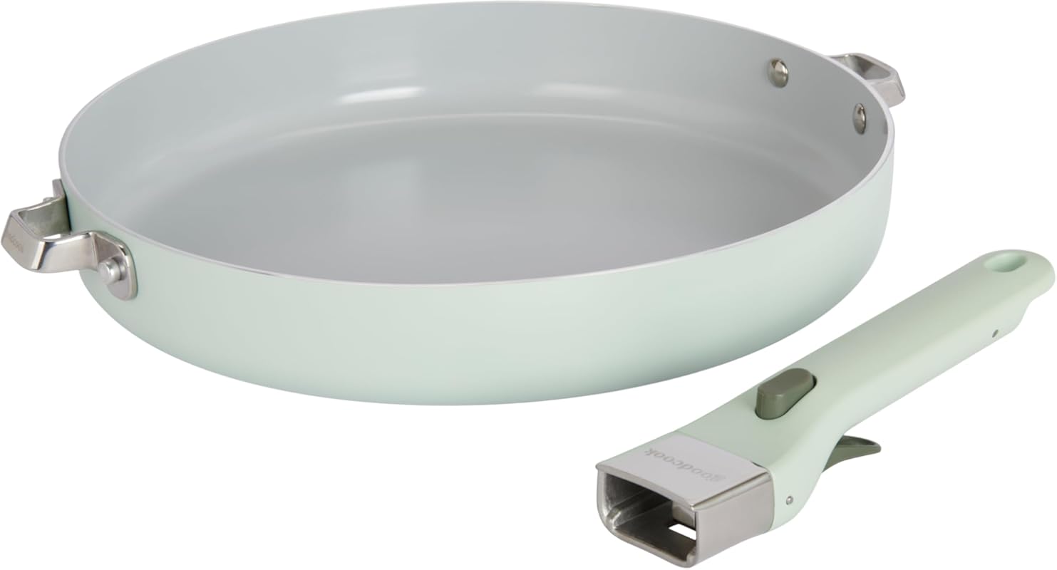 GoodCook 12-Inch Ceramic Nonstick Frying Pan with Removable Handle, In