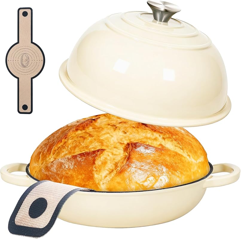 ONKO 6QT Enameled Cast Iron Dutch Oven with Lid and Bread Dome, Non-St