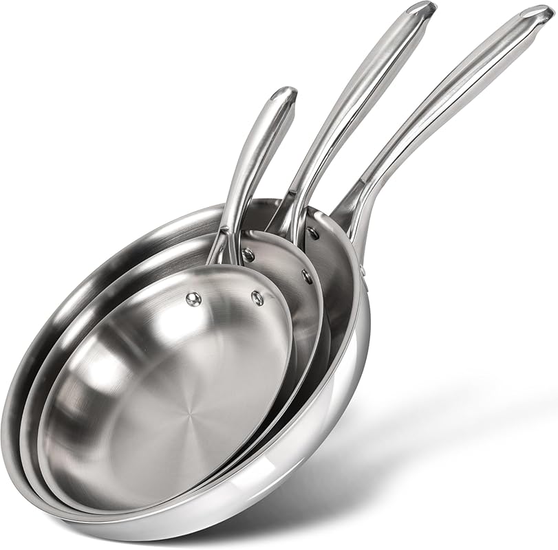 MICHELANGELO Tri-Ply Stainless Steel Frying Pan Set 8