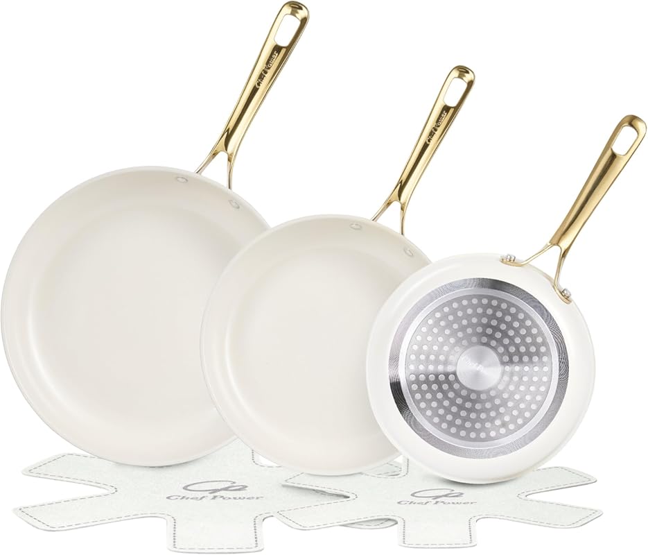 Chef Power 5-Piece Ceramic Nonstick Frying and Grill Pan Set with Stai