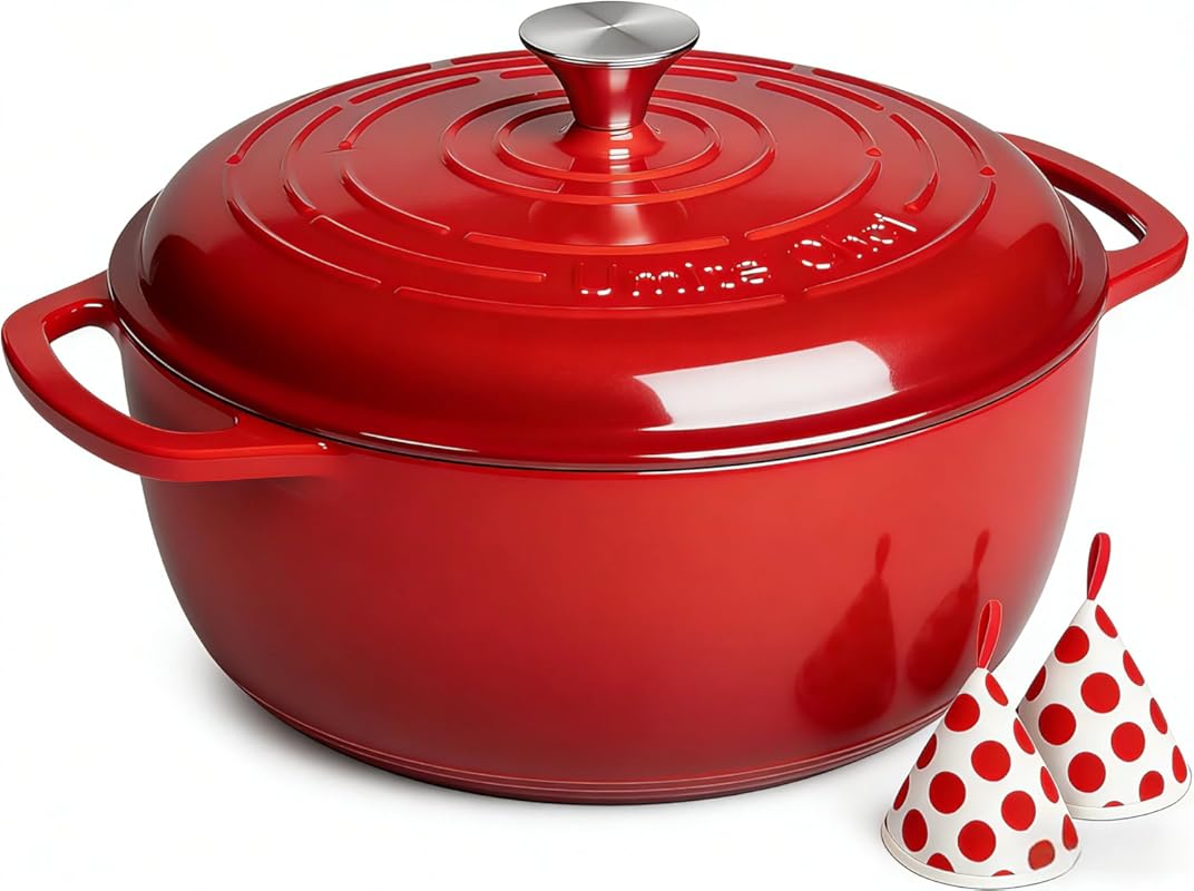 Umite Chef 6QT Enameled Cast Iron Dutch Oven with Lid and Heat Resista