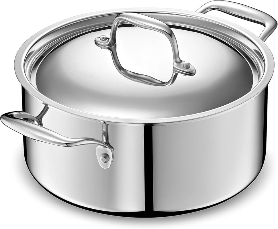 LEGEND COOKWARE 5-Quart 5-Ply Stainless Steel Dutch Oven, Induction Co