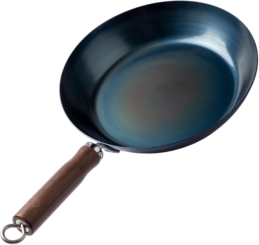 Japanese Carbon Steel Frying Pan 9.4 Inch – Lightweight, Pre-Seasoned,