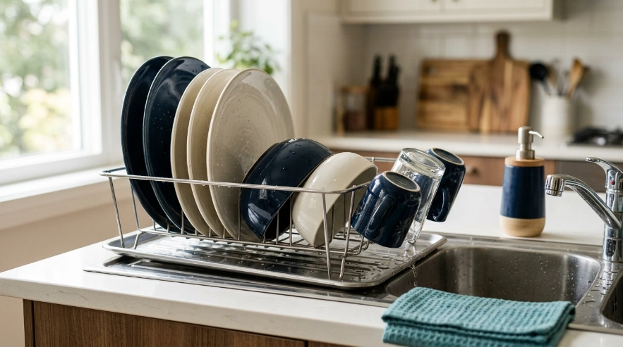 Three dish rack designs compared for size, drainage, folding storage, and everyday capacity.
