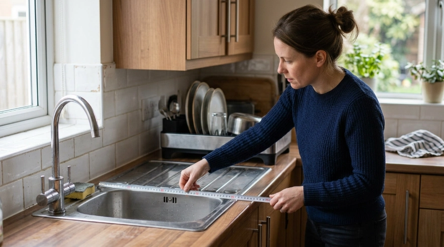 Expandable dish rack handling everyday plates, pans and glasses in a practical UK family kitchen.
