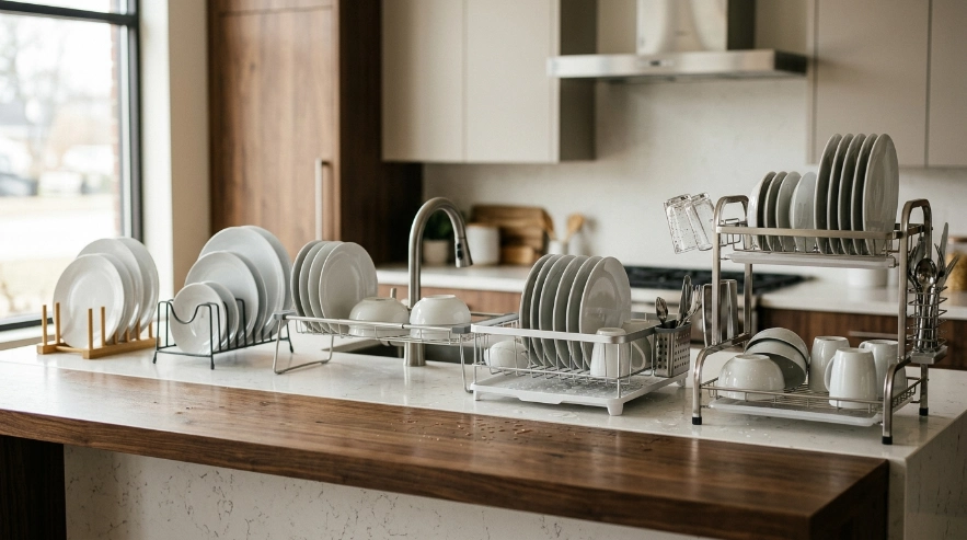 Five plate rack styles from bamboo holders to premium steel drying racks
