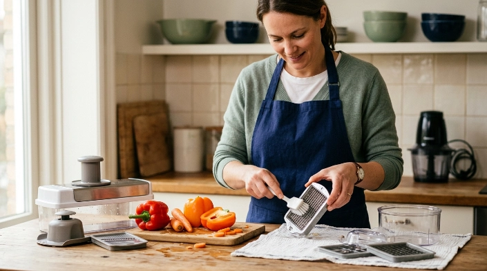 Safe cleaning demonstrates vegetable chopper disadvantages linked to sharp blades and trapped food